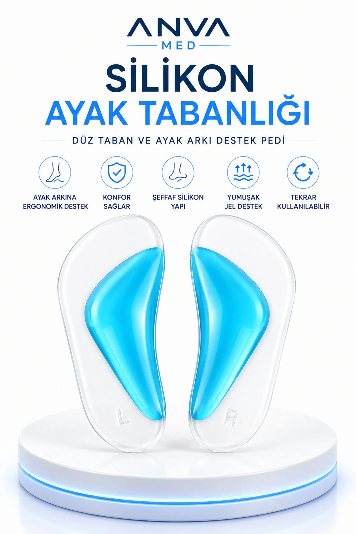 Silikon Ayak Tabanlığı – Düz Taban ve Ayak Arkı Destek Pedi